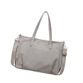 thumbnail image 4 of Bolso para portátil, bolso de compras grande con cremallera, bolso tote para la escuela, viajes y playa. Gris, 4 of 9