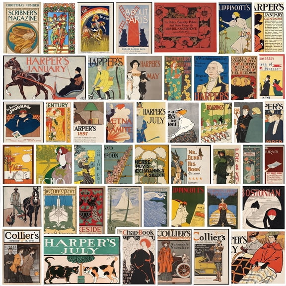 Paquete de pegatinas con póster vintage, 50 unidades, vinilo impermeable