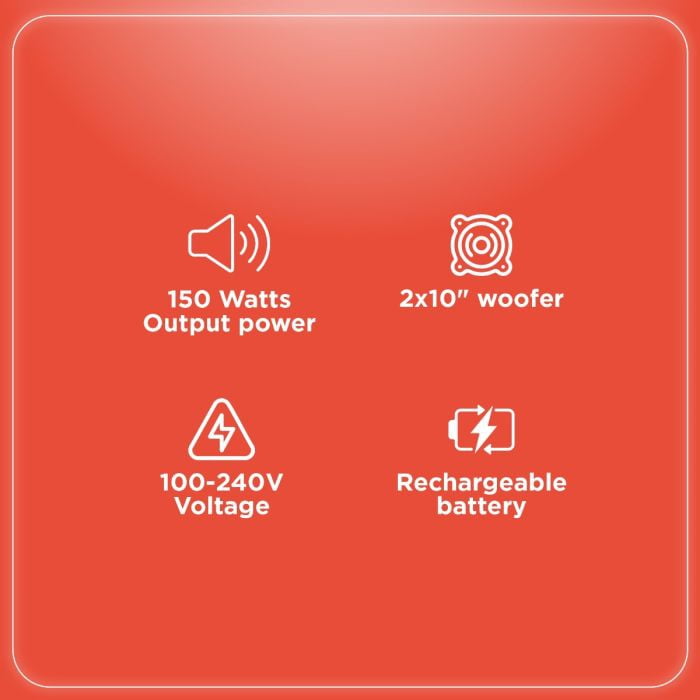RadioShack Dual 10-inch 2-Way Bluetooth Speaker (3000 W, 50Hz - 20KHz)