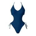 thumbnail image 5 of XIYON Women's One Piece Swimsuit Solid Color Swimsuit Tie Side Monokini Style Bathing Suit For Women Summer Beach Swimwear, 5 of 5