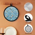 thumbnail image 6 of ZIATUBLES 2 Pieces Pot Holders Heat Resistant Hot Mat with Pockets Soft Cotton-Like Liner Non-Slip Trivet for Kitchen Baking Cooking 8 Inch Round Decor, Daisy Blue, 6 of 7