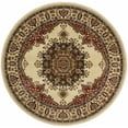 thumbnail image 3 of Sensation Transitional 5' Round Ivory and Scarlet Polypropylene Indoor Area Rug, 3 of 6