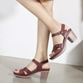 thumbnail image 4 of KBODIU Sandals Women Athletic Comfortable Outdoor Sandals with Arch Support Walking Sandals Sandals Casual Imitation Wood Thick High Heel Elegant Buckle Vintage Roman Red 37, 4 of 5