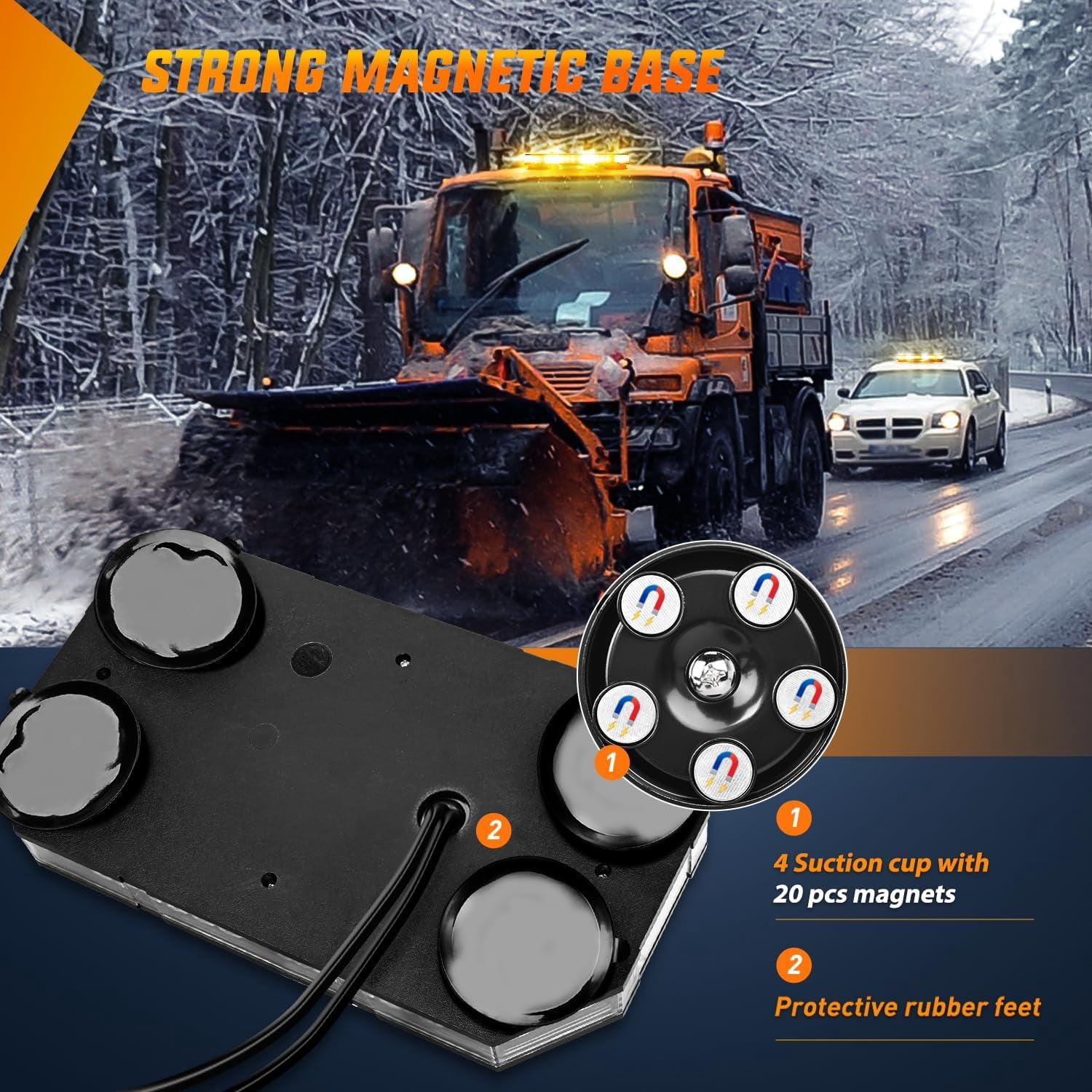 Nilight 42 LED Roof Top Strobe Lights Hazard Emergency Safety Warning Flashing Light Bar w/Control Panel Magnetic Mount 12V 24V Car Truck Tractor Snow Plow