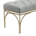 thumbnail image 4 of DecMode Gray Velvet Tufted Home Bench with Gold Metal Legs, 39" x 17" x 19", 4 of 9