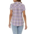 thumbnail image 3 of INSPIRE CHIC Edition Women's Plaid Shirts Point Collar Button Down Blouses XL Pastel Purple, 3 of 6