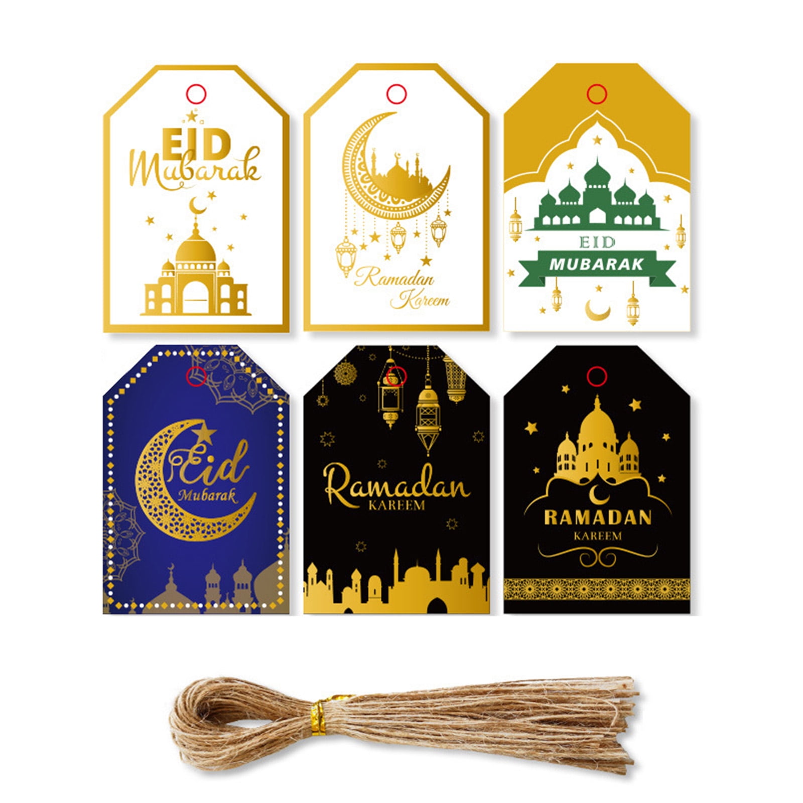 48/96 Sets Ramadan Gift Tags Moon Star Box Package Hanging Labels with