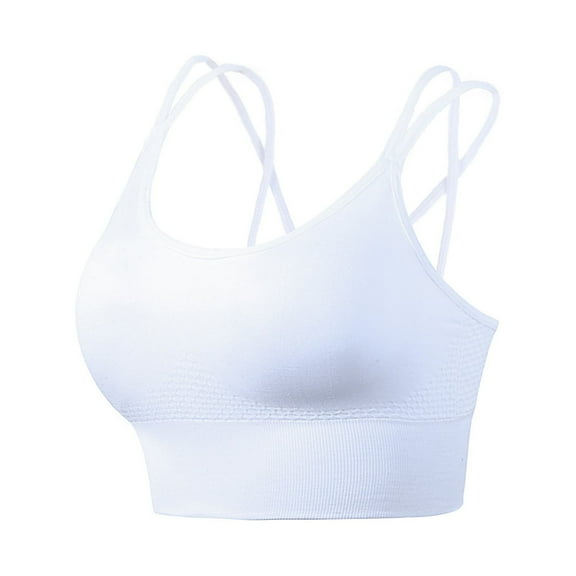 Womens Bras Lace Wireless Women Bras with String Quick Dry Shockproof Running Fitness Large Size Underwear White M