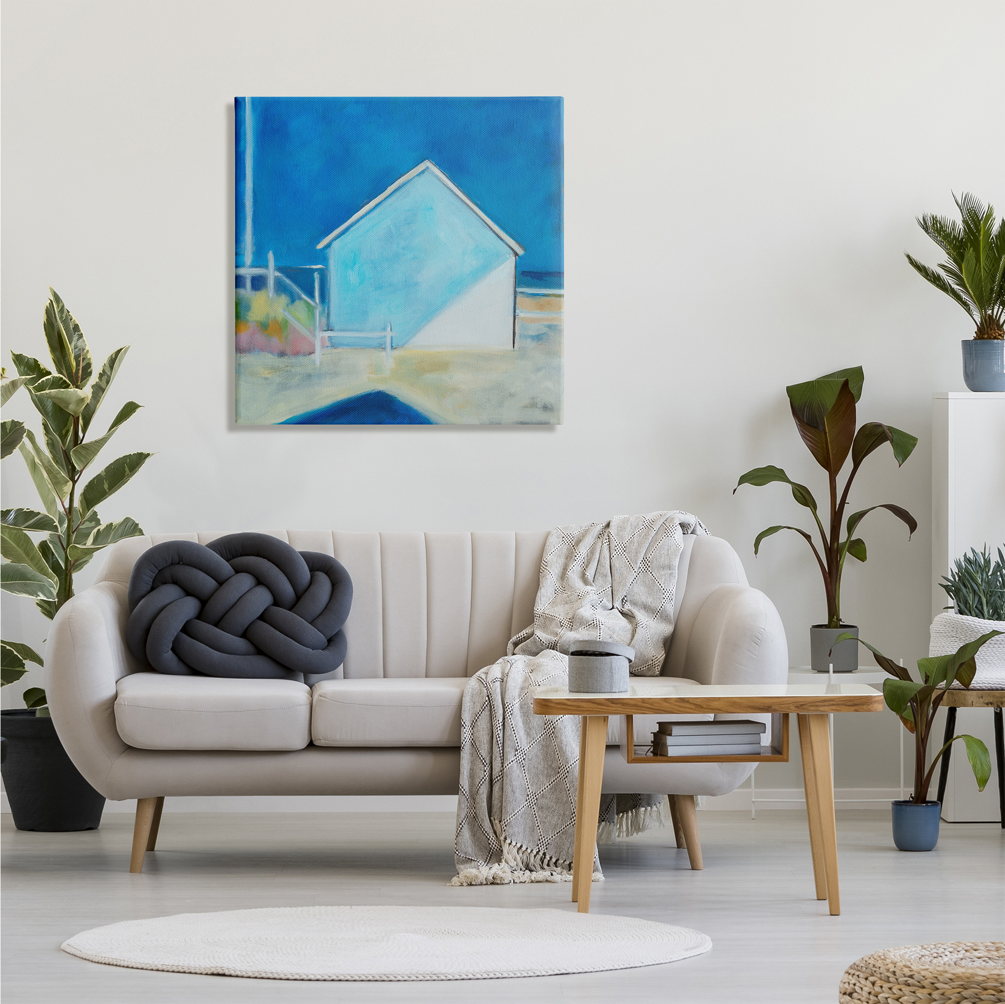 Stupell Indtries Contemporary Beach Hoe Landscape Soft Minimal Blue Waters,30 x 30,Design by Snne Marie