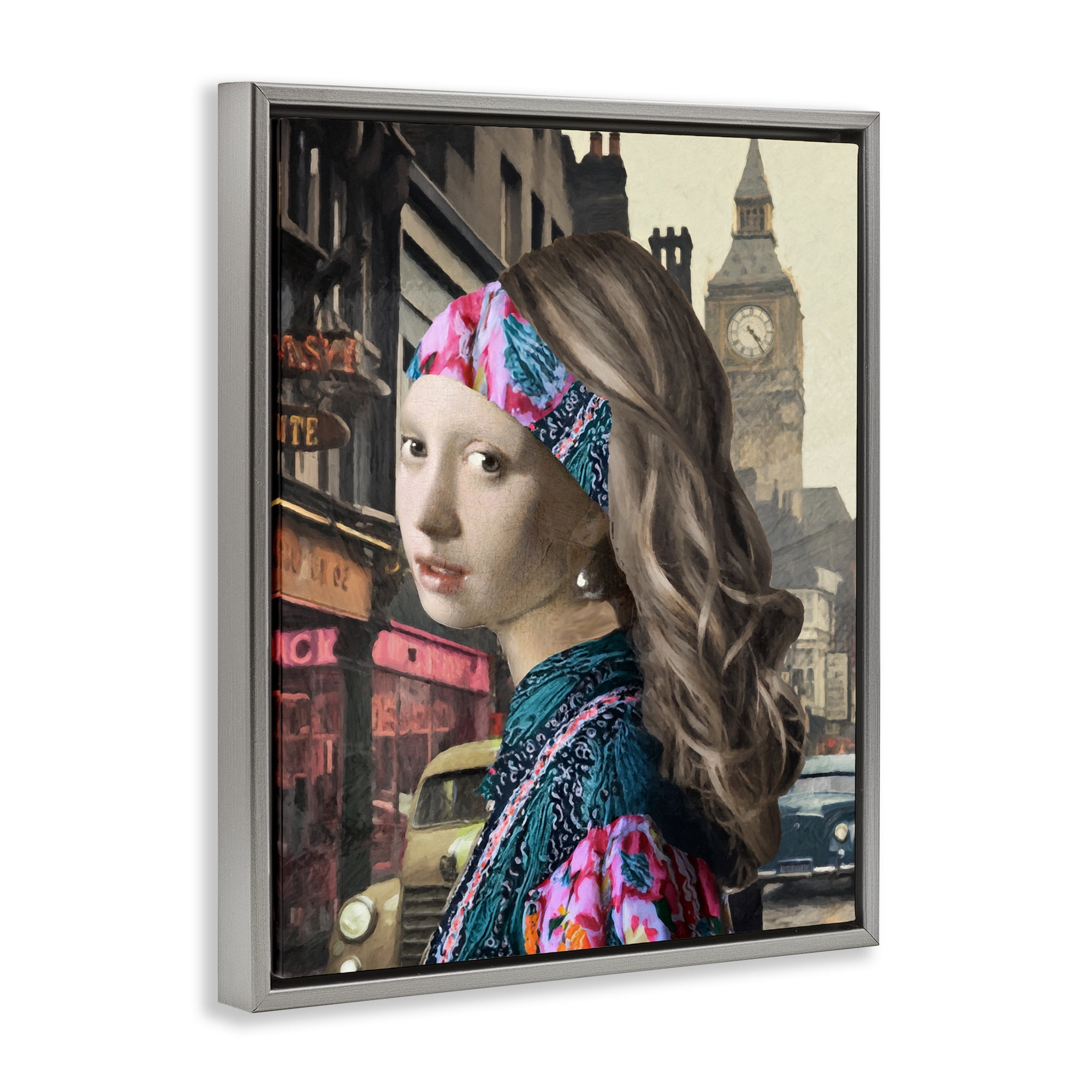Carnaby Street Remix Painting Gray Framed Floater Canvas Wall Art, design by Sasha
