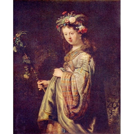 Harmensz Van - Framed Art for Your Wall Rembrandt Harmensz. van Rijn - Flora (portrait of Saskia as Flora) 10 x 13 Frame