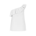 thumbnail image 3 of ohmzyzo Womens One Shoulder Tops Ruffled Solid Color Tunic Shirts Summer Sleeveless Loose Tank Top, 3 of 6