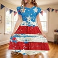 thumbnail image 2 of Atogsazn Kids Girls 4th of July Dress Childrens Casual Ruffle Sleeveless Dresses Tummy Control Dress Summer Red 13-14 Years Fashion, 2 of 8