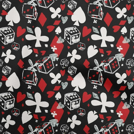 oneOone Silk Tabby Red Fabric Poker Card Sewing Material Print Fabric By The Yard 42 Inch Wide