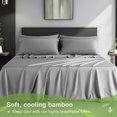 thumbnail image 2 of LBRO2M Cooling Bamboo Sheets Set, Hotel Luxury Silky Breathable 4Pcs/6Pcs Bedding Sheets & Pillowcases(California King, Gray), 2 of 6