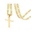 thumbnail image 4 of Prima Jewelries 18K Yellow Gold-Plated Prayer Bible Religious 24-Inches Figaro Link Crucifix Pendant Unisex Necklace Set Gift, 4 of 6