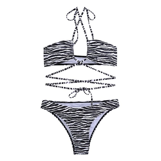 Gibobby Conjunto de traje de baño de bikini Trajes de baño de 2 piezas para mujer Conjunto de bikini con anillo halter(Negro,M)
