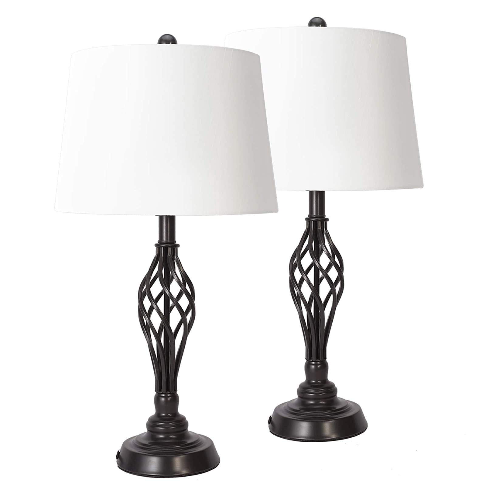 COZ Farmhouse Table Lamps Set of 2 Bronze, Retro End Table Lamps Pair
