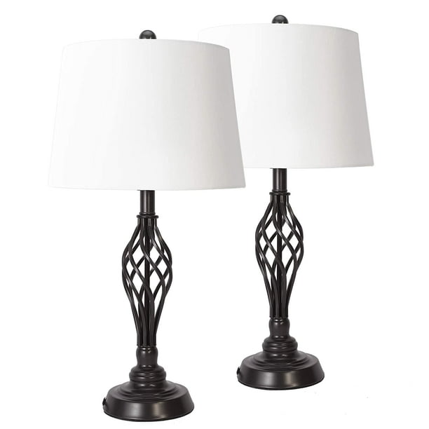 Co Z Farmhouse Table Lamps Set Of 2 Bronze Retro End Table Lamps Pair