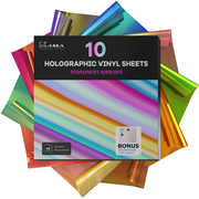 Kassa Permanent Holographic Vinyl Sheets (10 Pack, 12 x 12 Inch) - Color Changing Opal Self Adhesive Craft Vinyl Bundle - Easy to Cut & Weed, Compatible With All Cutting Machines