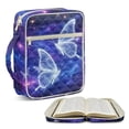 thumbnail image 2 of Xixirimido Quilted Bible Cover Bible Case for Women, Large Bible Carrying Case with Handle, Bible Study Supplies & Christian Gift for Men, Blue Butterfly Galaxy, 2 of 7