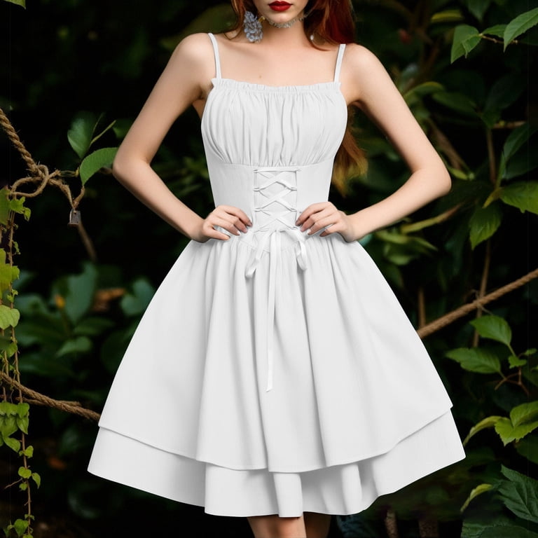 Alice Costume Dress for Women Vintage Gothic Cosplay Halloween Outfit Fairy  Tale Princess Sleeveless Dresses - Walmart.com