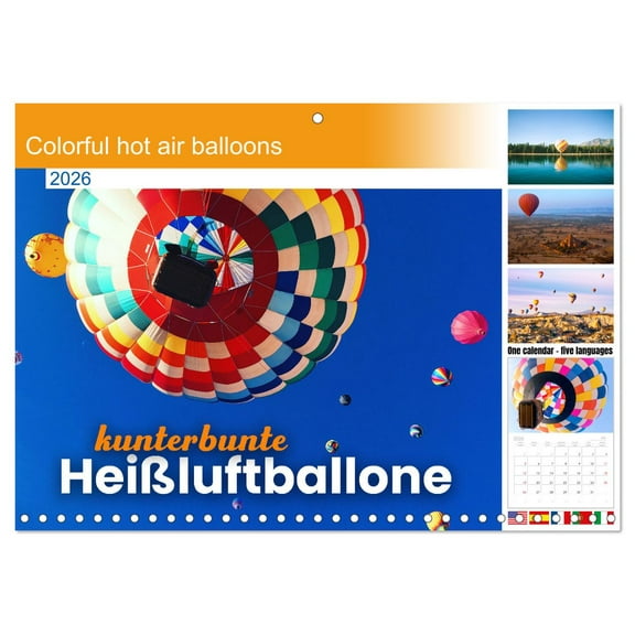 Colorful hot air balloons (Monthly Wall Calendar 2026 16.5 x 23.4 (open)), CALVENDO 14 Month Calendar