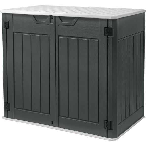 Uforic 4.5x4ft Horizontal Resin Outdoor Storage Shed, Waterproof & Lockable, Dark Gray