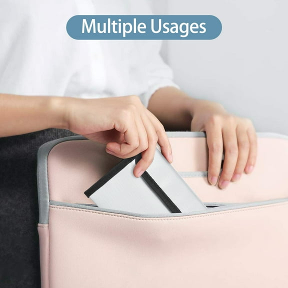 Bisofice Fireproof Document Bag Zipper Closure Cash Safe Storage Waterproof Pouch with Sticky Strip for Certificates Money Cards Passport Jewelry Valuables Home Office Travel Use