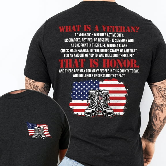 FLAGWIX 4th of July, U.S. Veteran That Is Honor, Patriotic American Veteran T-Shirt, Veteran Grandpa T-shirt