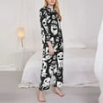 thumbnail image 3 of Salouo Black White Spooky Ghosts Pattern Women's Pajamas Set Long Sleeve Button Down Sleepwear Soft Pj Lounge Sets for women 2 Piece Pjs Set with Long Pants-Medium, 3 of 7