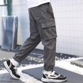 thumbnail image 5 of Boys Cargo Jogger Pants Parachute Pants Multi Pockets Lightweight Cotton Teens Trousers School 7-14 Years, 5 of 8