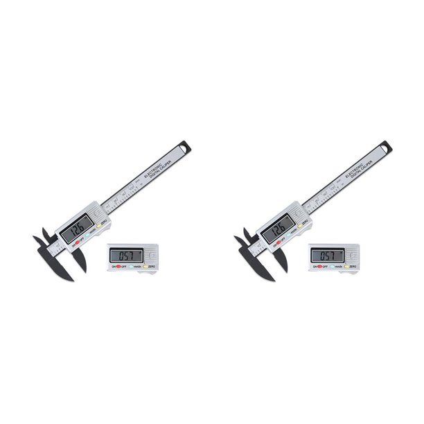 Riwesomey Calibrador Vernier LCD de 0 a 100mm, regla de medición de micrómetro, calibre de plástico, carpintería, reiniciable, portátil con pilas Plata 2piezas Riwesomey CBP157553