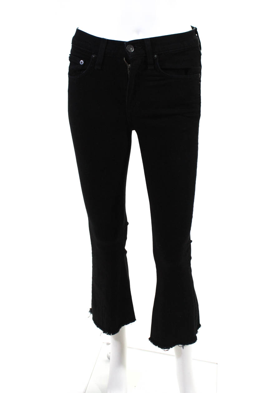 Crop Flare Leg Jeans Black 