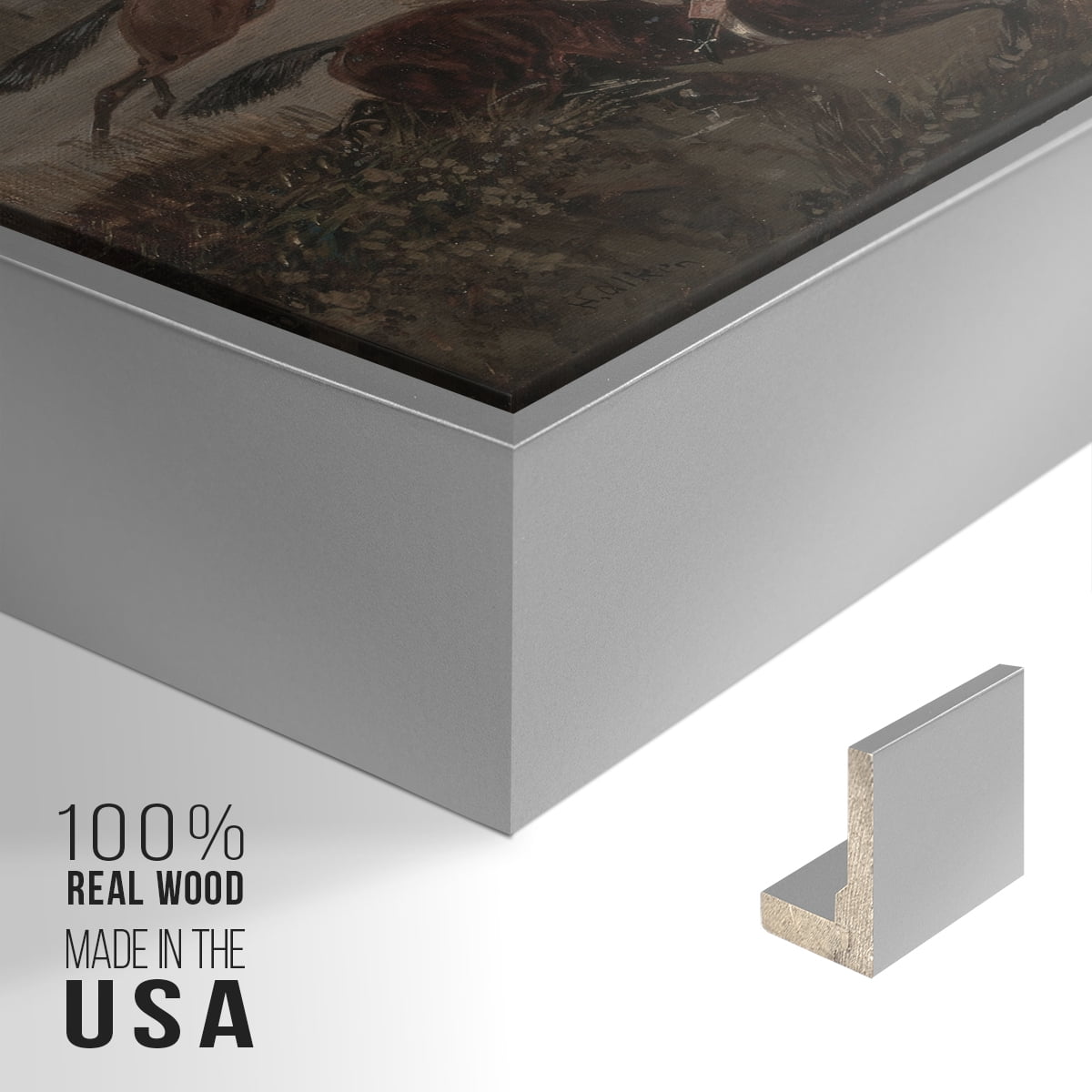 Vintage Animal Print-XXXI By Wexford Home Framed in Silver Wood Gallery Wrapped Canvas 27 in. x 41 in.