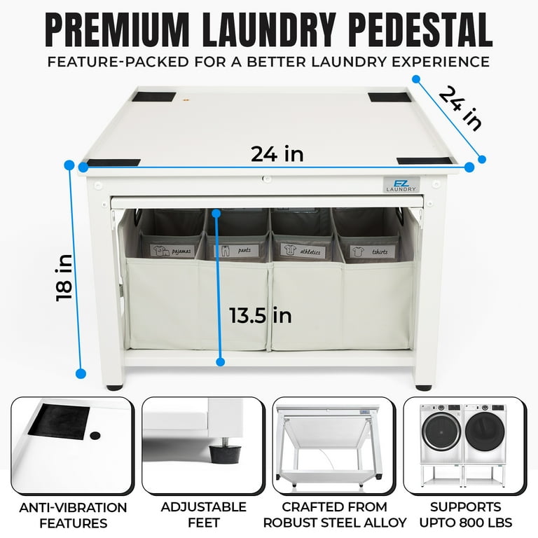 EZ Laundry Pedestal, 24 x 18 Inches, Adjustable Feet, Pull-Out