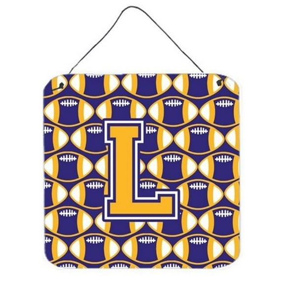 Letter L Football Purple & Gold Wall or Door Hanging Prints