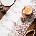 thumbnail image 3 of Spring Reddish Brown Eucalyptus Table Runner - 60 Inch Long Botanical Leaf Country Cotton and Linen Blended Dress Scarves Farmhouse Table Runner for Kitchen Dining, Coffee Table, 13" x 60", 3 of 8