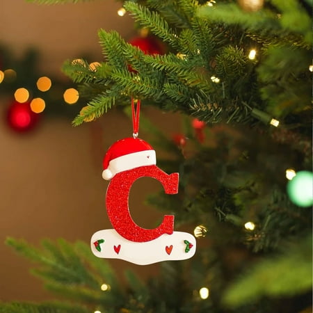 

VBXOAE Christmas Little Red Hat Letter Pendant DIY Writable Name 26 Letter Pendant