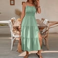 thumbnail image 3 of cocolona Womens Summer Spaghetti Strap Maxi Dress Smocked Waist Tiered Ruffle Flowy Long Dress Fashion Casual Sundress, 3 of 5