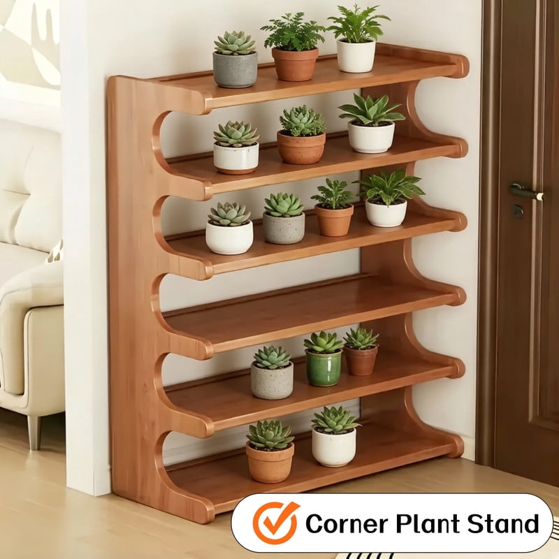 Howcool 6-Tier Bamboo Shoe Rack, Tall Shoes Organizer, Freestanding Storage Shelf