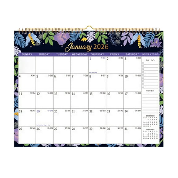 Gnwei 2026 Calendar - 2026 Wall Calendar, JAN 2026 - DEC 2026, 14.6" x 11.3", Large Wall Calendar 2026 with Spiral Binding, Notes & To-do List, 2026 Calendars 12 Month