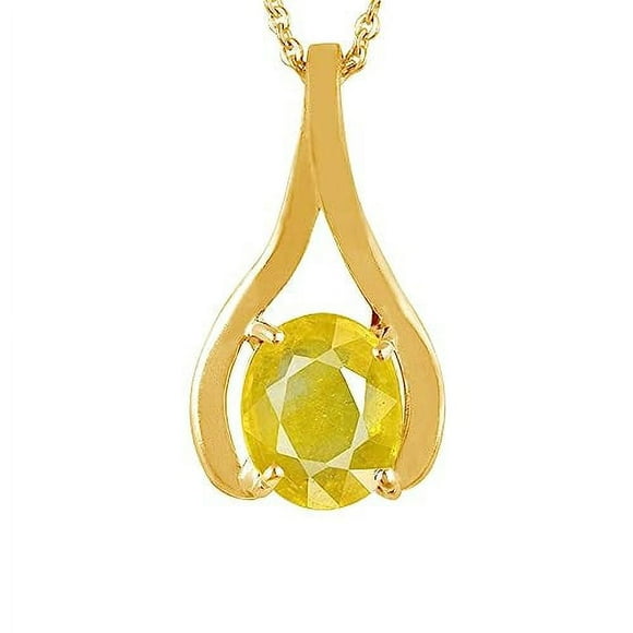 7.00 Carat Natural Yellow Sapphire Pendant/Locket Pukhraj Stone Original AAA+ Quality Gemstone Gold Plated Pendant for Men and Women
