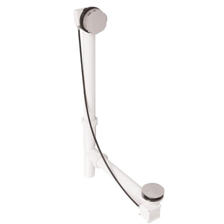 Westbrass D50P27TLE-07 27" Cable Drive Standard Bath Drain Trim Kit with Rotary Overflow Cover Knob, Pop-Up Stopper and Poly Tubular Pipes & Fittings, Satin Nickel