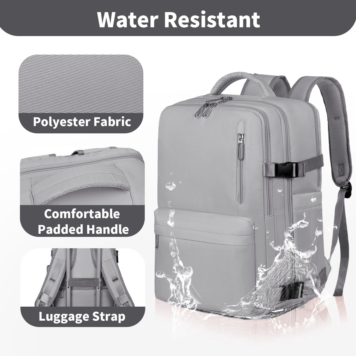 Travel Backpack for Women, 15.6 Inch Laptop Backpack with USB Charging Hole, College Bookbag, Large Capacity Black Computer Backpacks for Work