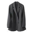 thumbnail image 6 of Women Suit Coat Lapel Long Sleeve Double Breasted Suit Jacket with Pockets Solid Color Loose Fit Office Lady Coat Workwear, 6 of 8