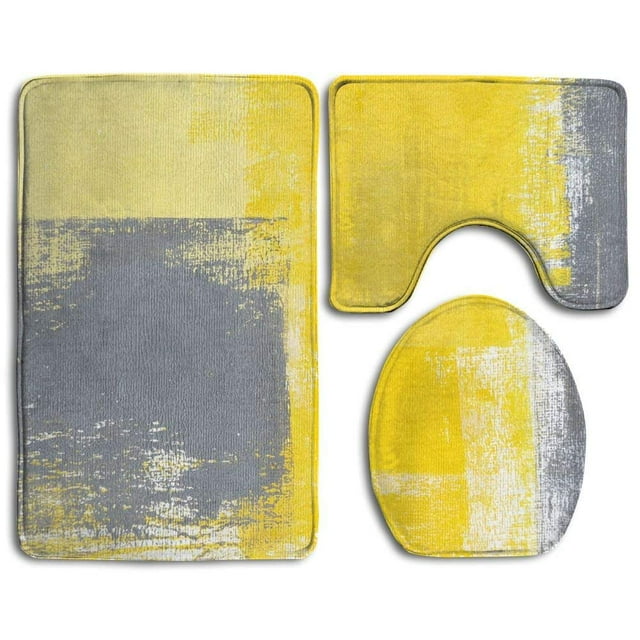 GOHAO Yellow Flannel Bath Rugs, 3' x 2' (3 Pieces)