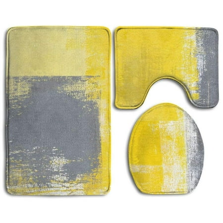 Erehome Grey And Yellow Abstract Art Painting 3 Piece Bathroom Rugs Set Bath Rug Contour Mat Toilet Lid Cover Canada - Yellow And Grey Bathroom Rugs Erehome Grey And Yellow Abstract Art Painting 3 Piece Bathroom Rugs Set Bath Rug Contour Mat Toilet Lid Cover Canada - Yellow And Grey Bathroom Rugs
