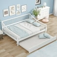 thumbnail image 3 of Tensun White Wooden Daybed with Twin Trundle, Bedroom Living Room Retreat, Wood Slat Support, No Box Spring Required, 3 of 5