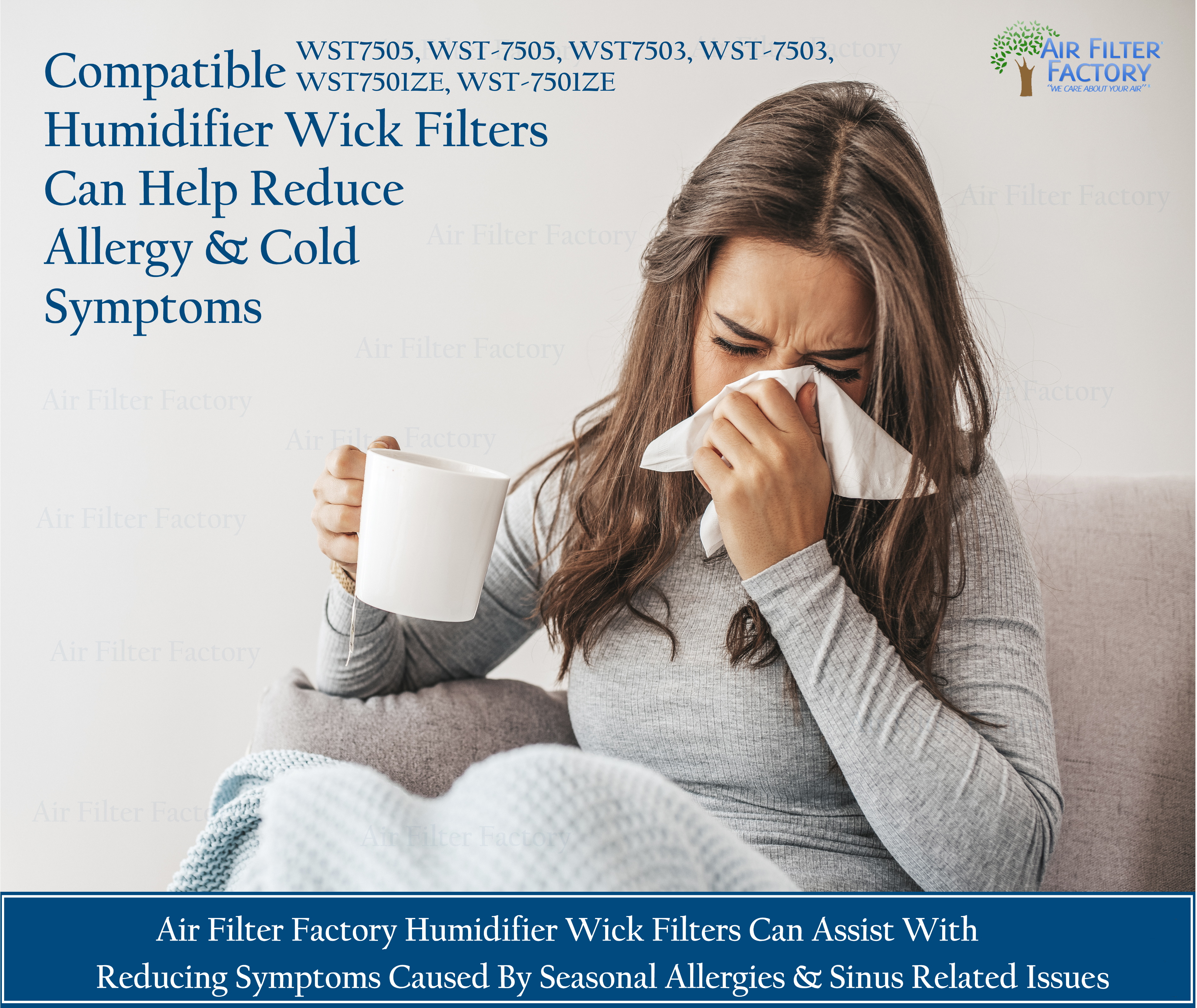 Air Filter Factory Replacement for WST7505, WST-7505, WST7503, WST-7503, WST7501ZE, WST-7501ZE White Westinghouse Humidifier Wick Filters 4 Pack (Sold without manufacturer warranty)